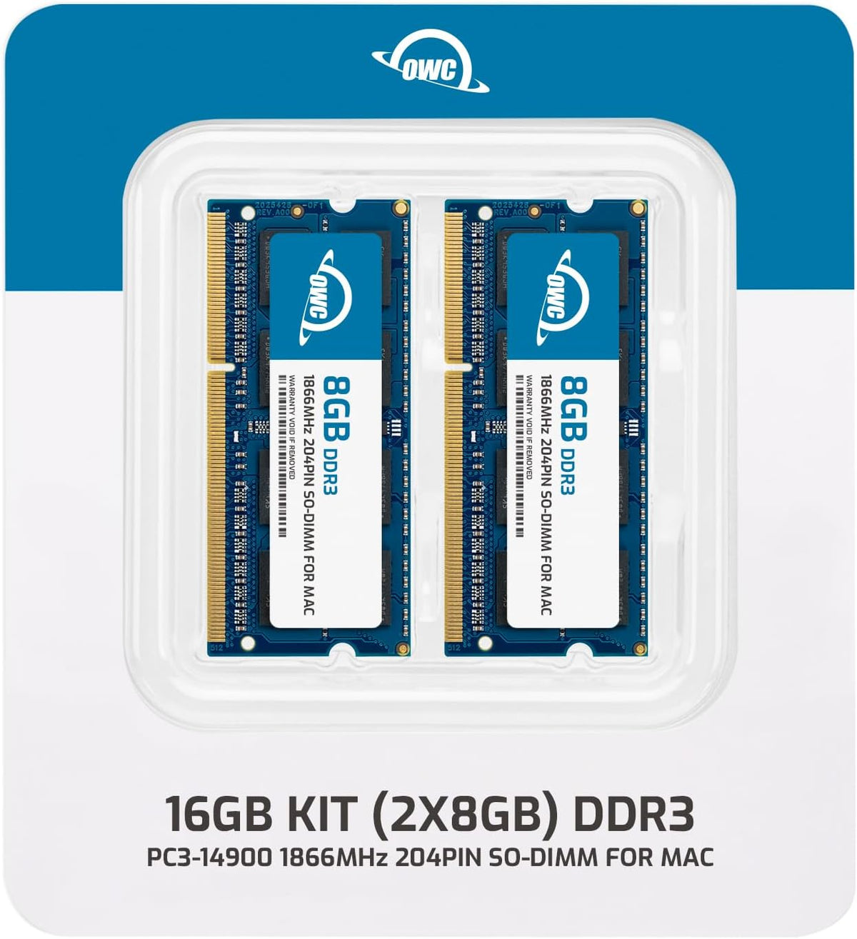 OWC 16GB DDR3 SO-DIMM RAM sticks top angle