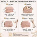 BLOOMORA Quilted Dark Pink Makeup Bag displayed for travel.
