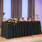 Partisky 6ft table skirt installed on wedding banquet table setup