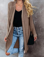 MEROKEETY fall outfit open front cardigan full length