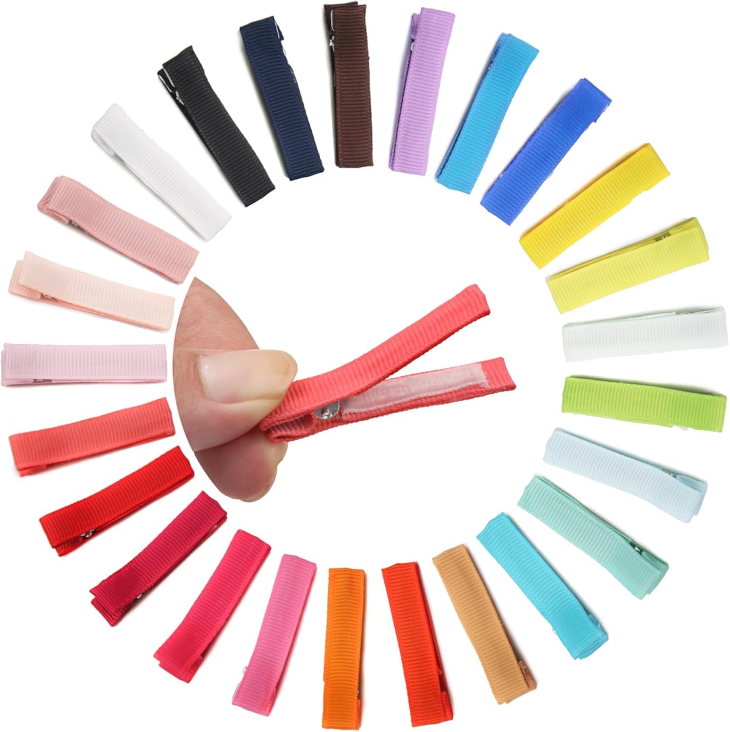 Qearl 50 piece baby hair clips front view in assorted colors