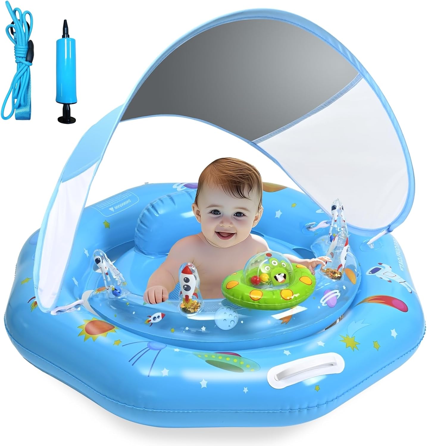 Geequfloat Baby Pool Float With Canopy And Toys