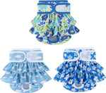 Packaging view of the three pack Mengelina washable dog diapers for female puppies
