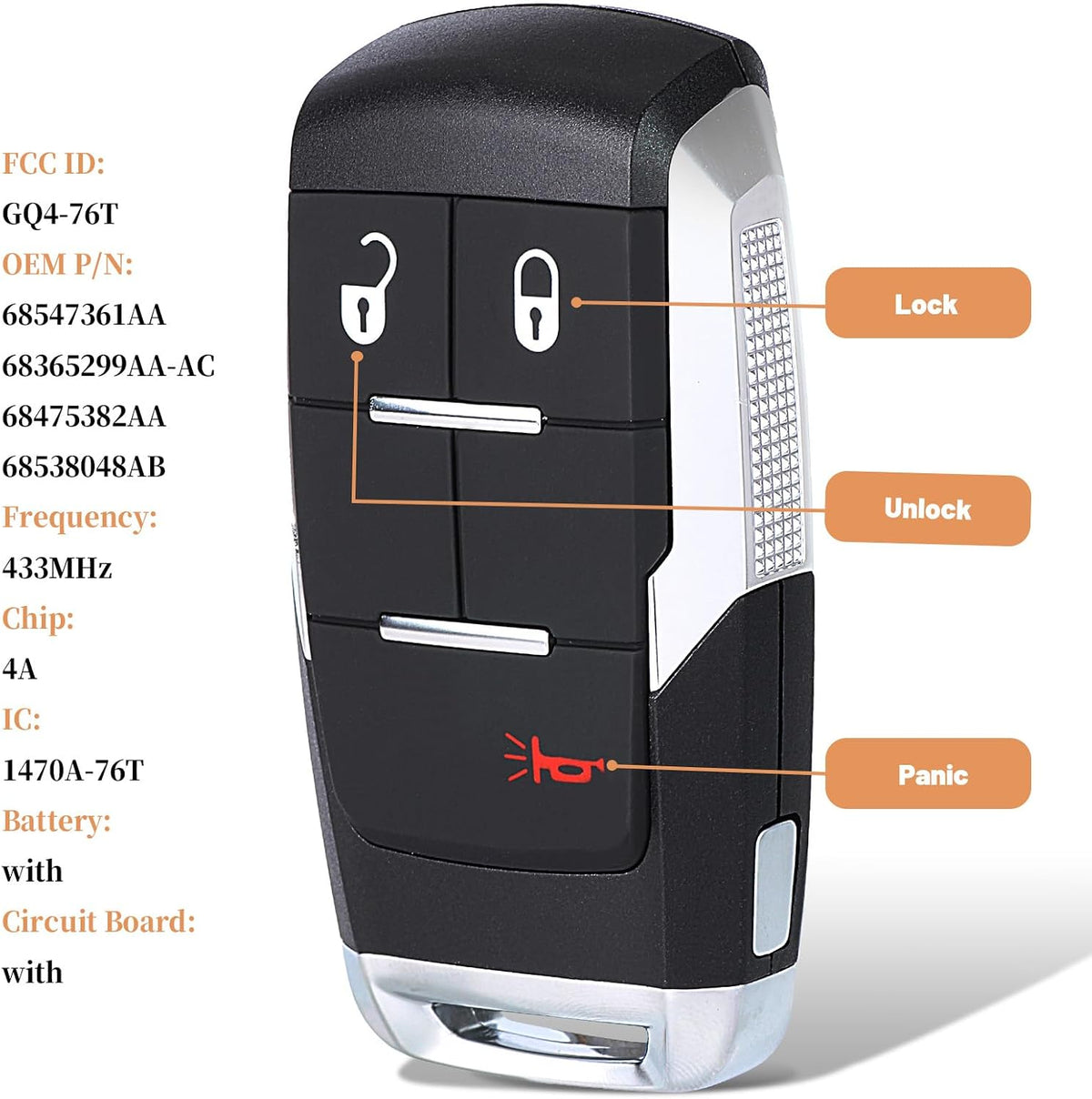 Keyecu RAM key fob side profile displaying metal key blade