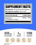 Pure unflavored magnesium oxide mineral supplement powder for bone health