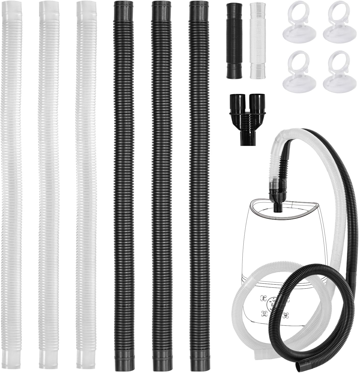 REPTI ZOO reptile fogger extension tube kit showcasing white and black splicing pipes for terrarium humidity control