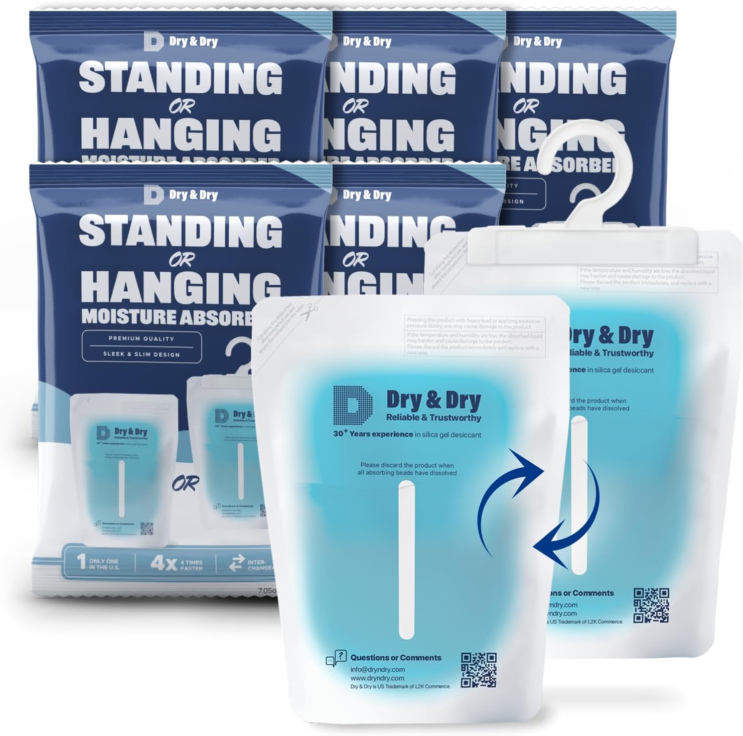 Dry & Dry 5 Packs Hybrid Moisture Absorbers front view for closet dehumidifying.