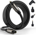 Elecan 30-foot optical audio cable front view showing gold-plated connectors