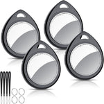QCOQ Air Tracker Tags Four Pack front view showing circular black smart finders with keychain attachments.