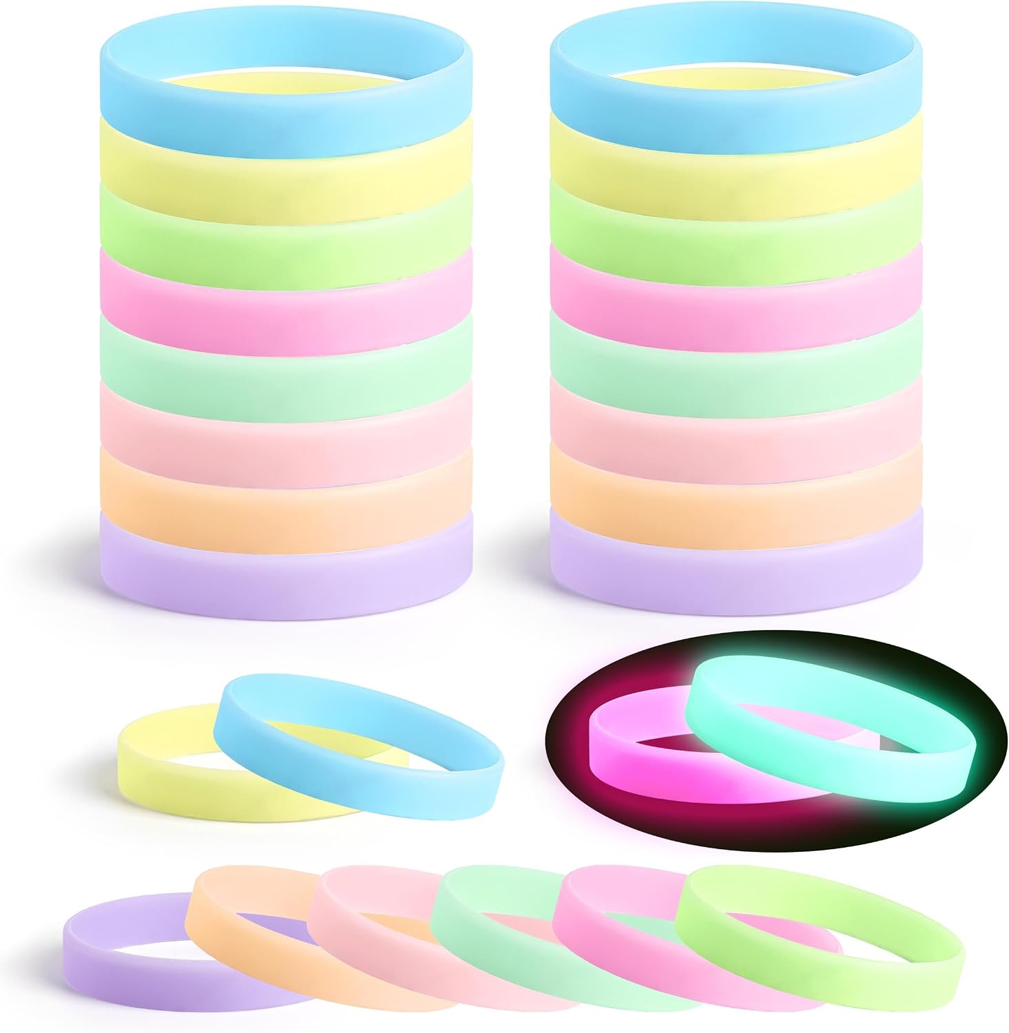 Lesnala glow in the dark silicone bracelets front view