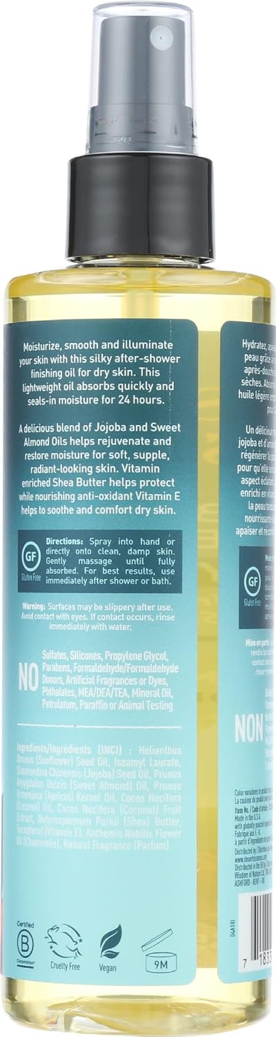 Desert Essence body oil spray ingredients and benefits label
