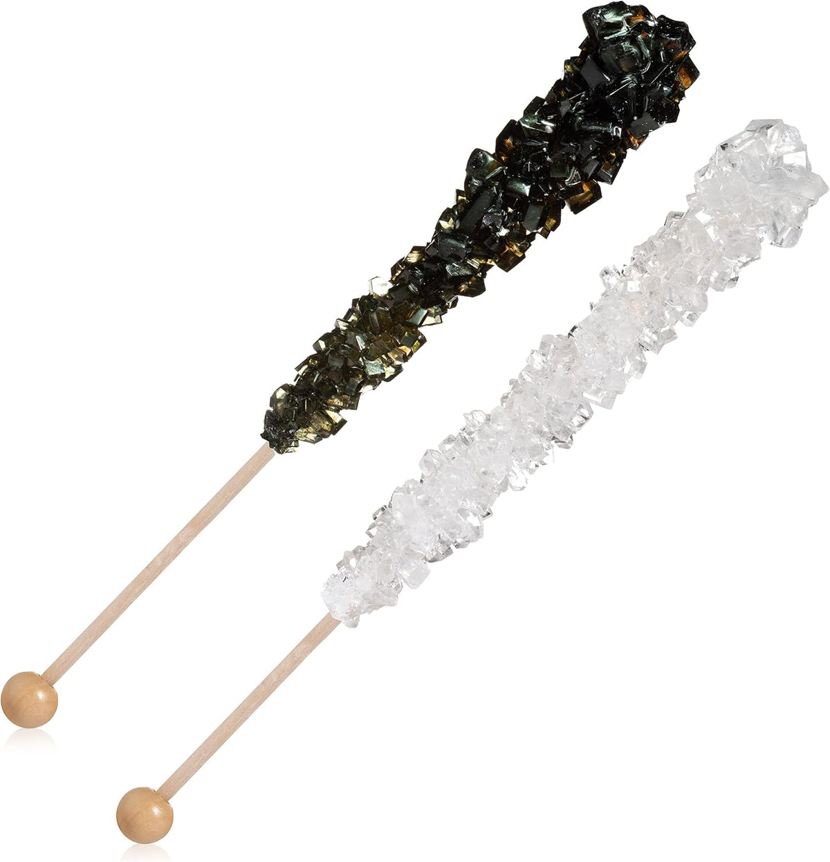 Black and White Rock Candy Sugar Sticks - 24 Individually Wrapped Candy - Black Cherry & Original Sugar Flavored - Image 9