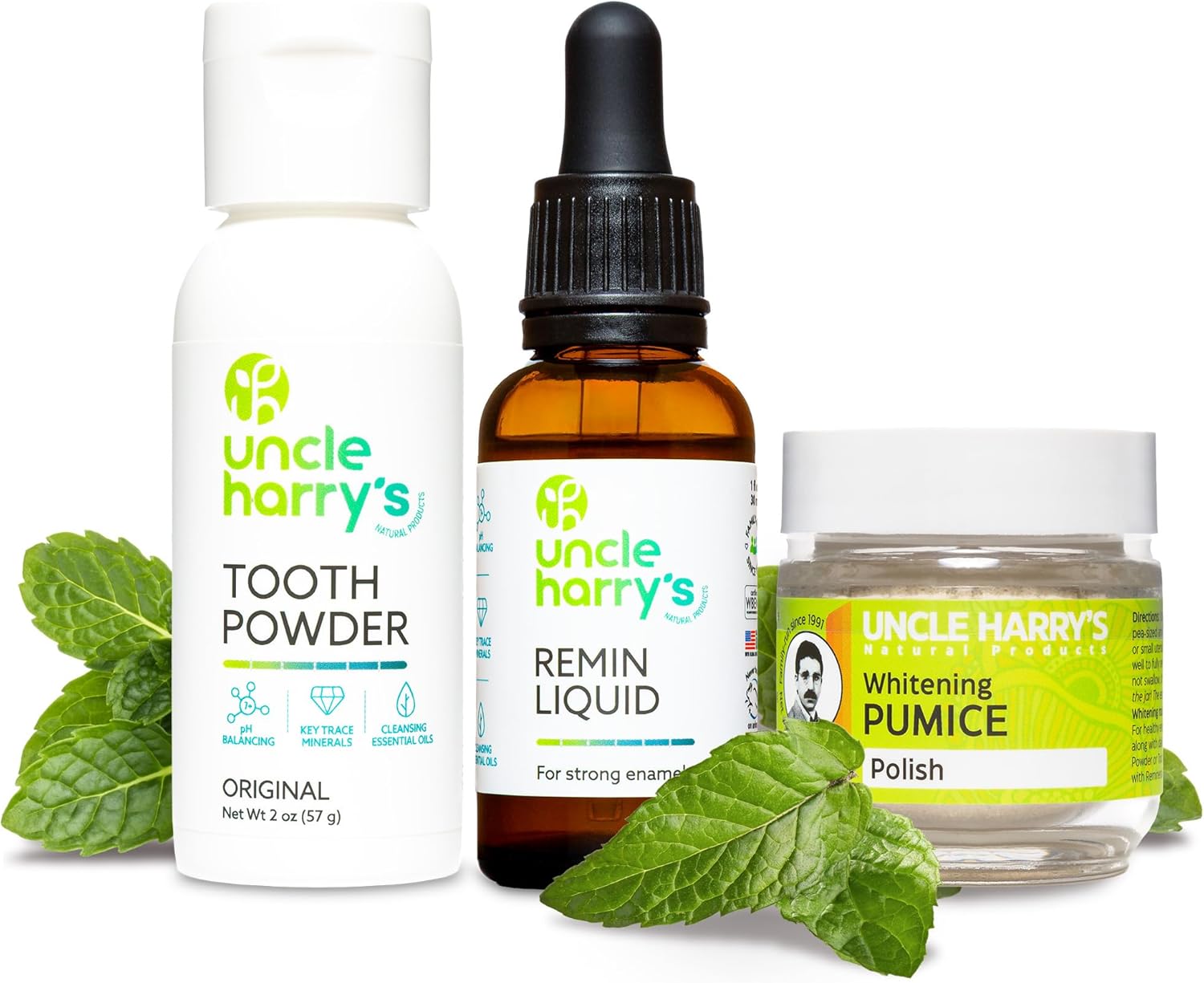Uncle Harry's Natural Remineralization Kit with Tooth Whitening - 3 Products Strengthen Weak Enamel, Brighten Smile, & Correct Oral Care Issues (1 kit) - Image 1