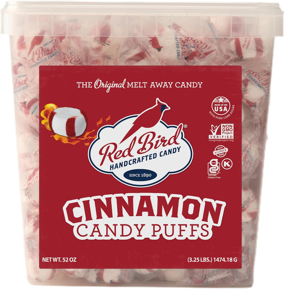 Red Bird Cotton Candy Puff Mints, Individually Wrapped Soft Candy, 52 oz Bulk Tub - Top 9 Allergen Free, Made with Pure Cane Sugar - Image 10