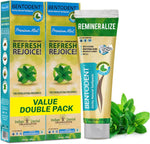 Bentodent Remineralizing Fluoride Free Toothpaste front view of twin pack for sensitive teeth whitening