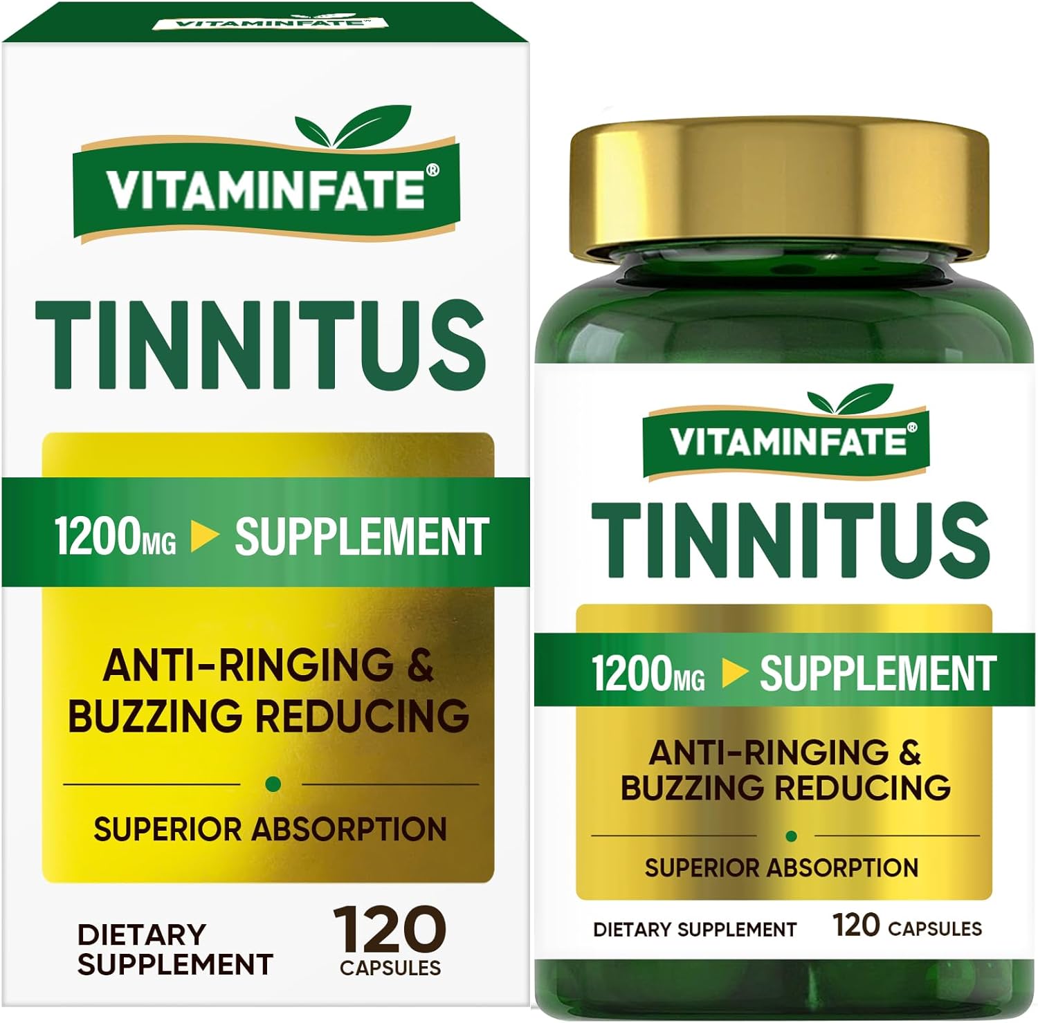 Tinnitus Relief for Ringing Ears Supplement 1200mg - 120 Capsules | Supports Ear Health and Reduces Tinnitus Symptoms - Image 1