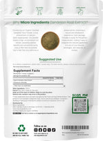 Natural ingredients graphic layout featuring dandelion flower illustration