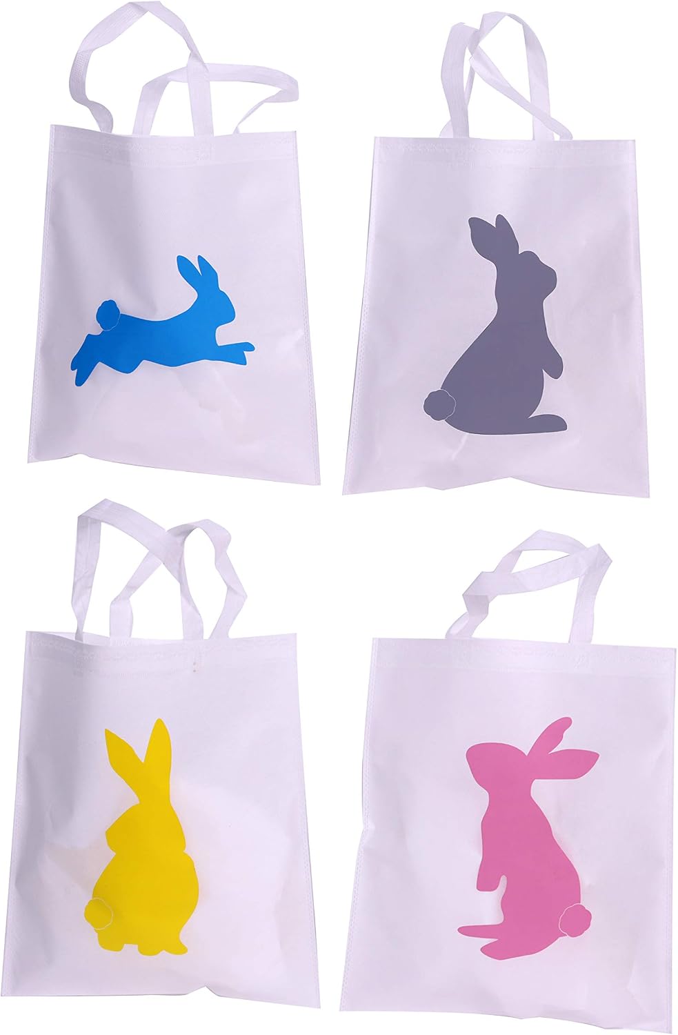 Funiverse bunny tote bag front view featuring colorful rabbit print