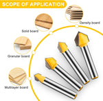 Demonstration of V groove cuts made in wood panels