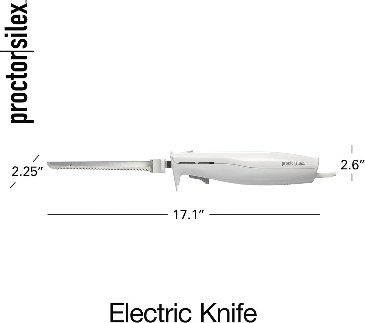 Proctor Silex Easy Slice Electric Knife for Carving Meats, Poultry, Bread, Crafting Foam and More, Lightweight with Contoured Grip, White - Image 7