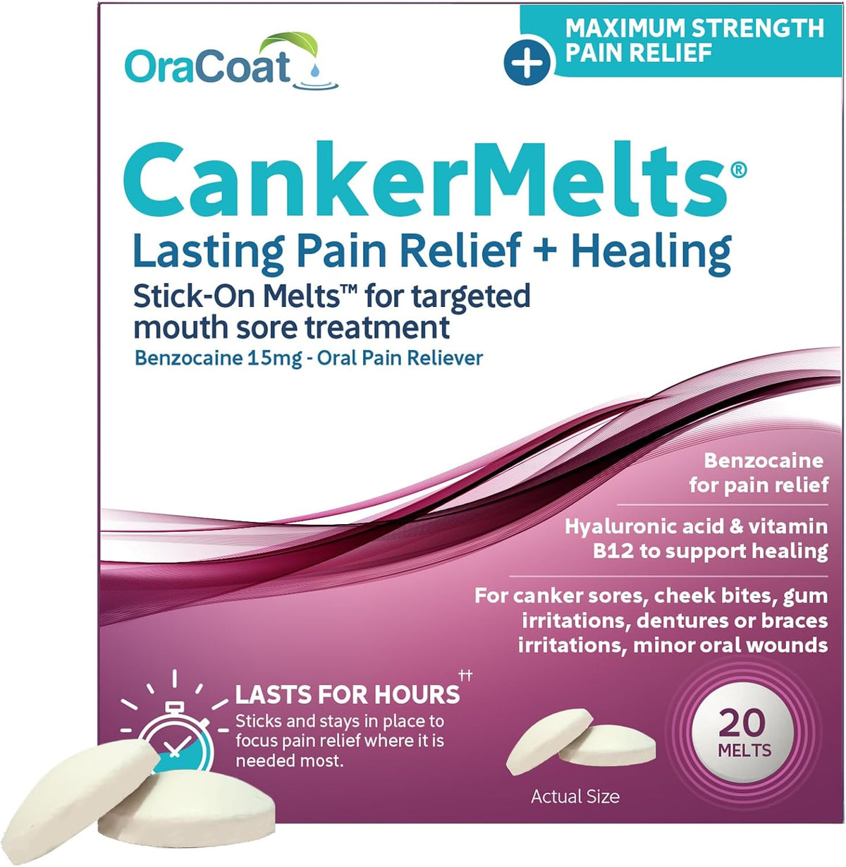 OraCoat CankerMelts mouth sore treatment front packaging view