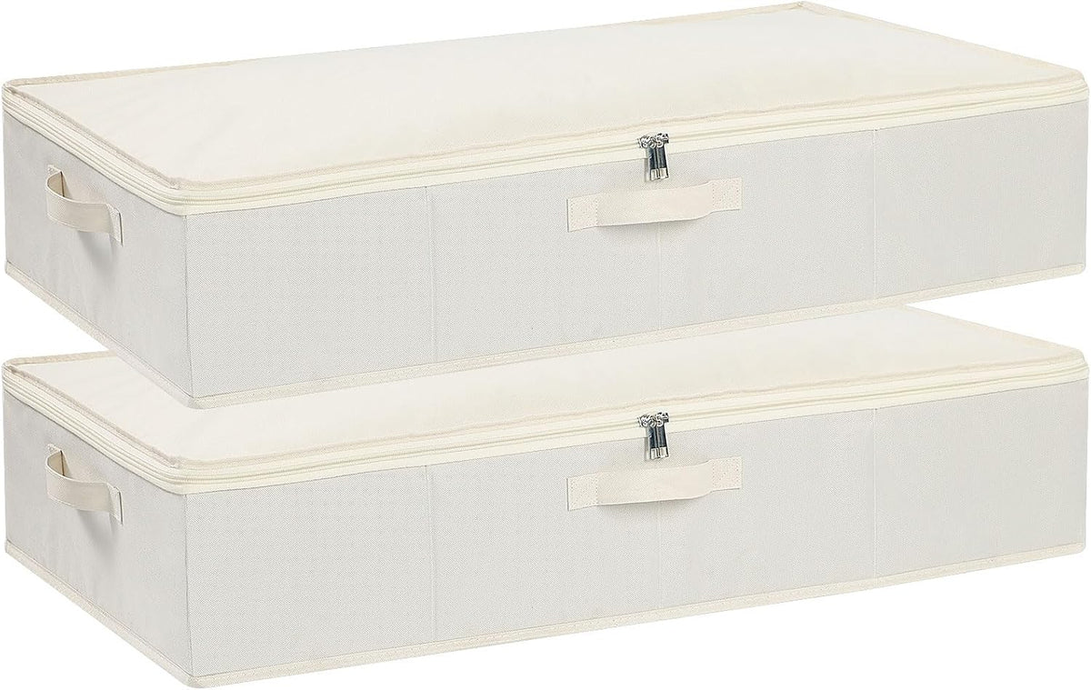 Underbed Storage Organizers,Beige,2 Pack,23.6x11.8x5.9 Inch | Under Bed Storage Container with Lids,Fabric Boxes,Drawer Organizer Bags,Foldable Baskets for Bedroom - Image 13