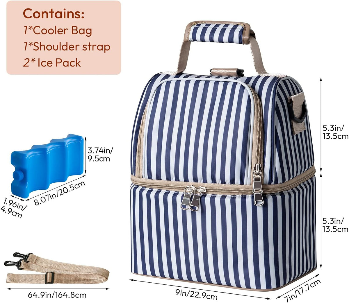 NCVI stripe cooler bag packed with feeding bottles