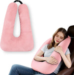 MROUEN car pillow for kids pink front view travel cushion