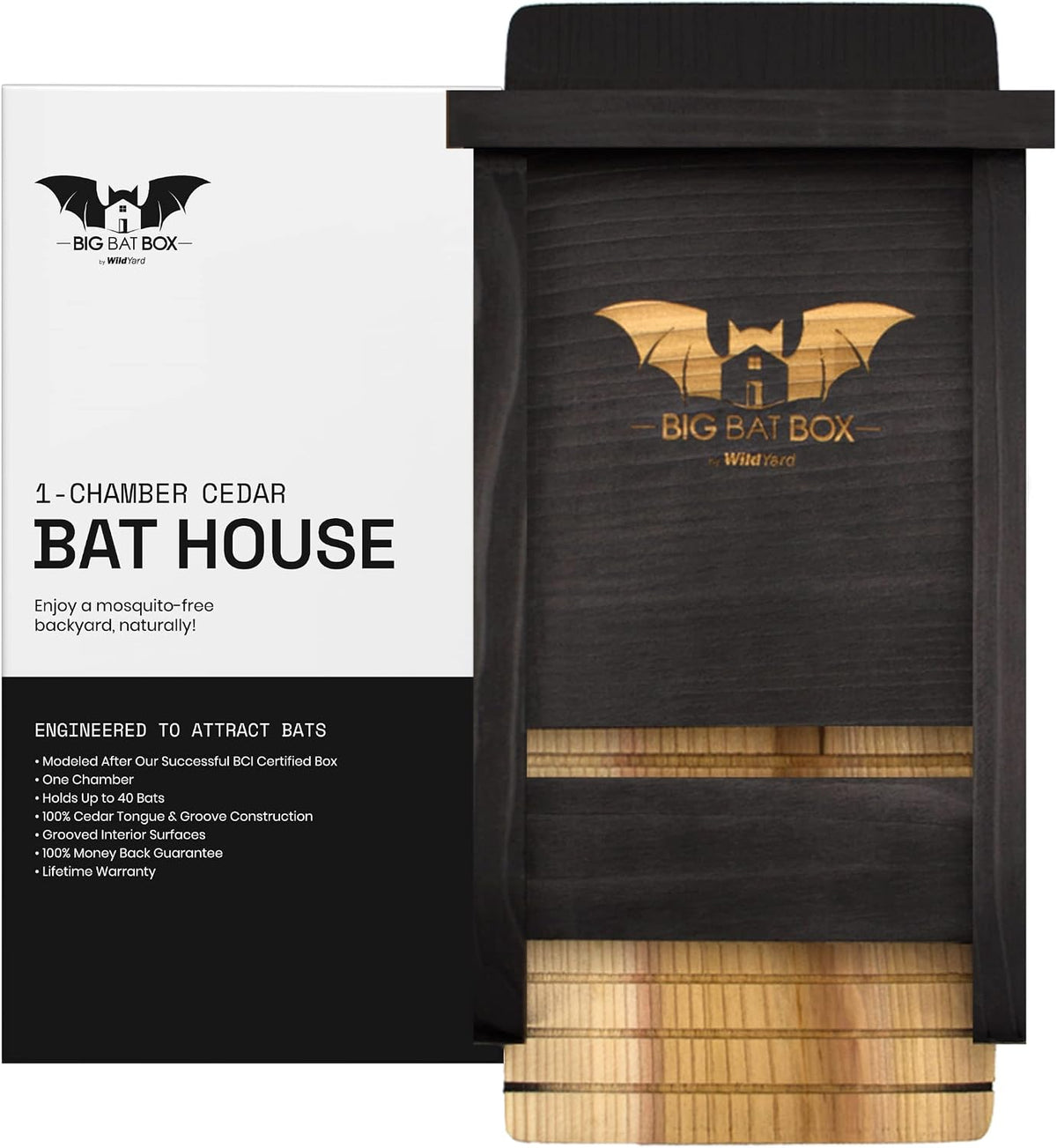BIGBATBOX Bat House for Outdoors - 1 Chamber, No Interior Paint, Cedar | Single-chamber bat house holds 30+ bats, unpainted interior for roosting, easy-hang design for mosquito control. - Image 15