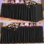 PARTISKY Black Polyester Rectangle Table Skirt, 6ft x 72in, Wrinkle Resistant, Pleated Ruffle, Perfect for Banquet, Wedding, Trade Show, Dining Table - Image 9