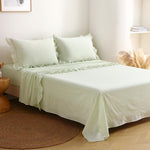 Sage Green White Gingham Ruffle Sheets Twin Size 4-Piece Set | 18" Deep Pocket, 100% Washed Cotton, Farmhouse Checkered Decorative Bedding Set with Pillow Shams - Image 12