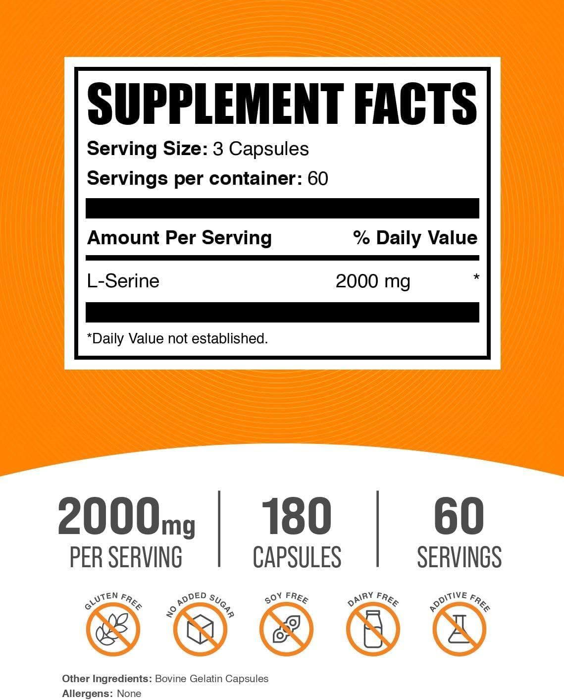 BulkSupplements L-Serine supplement bottle label details