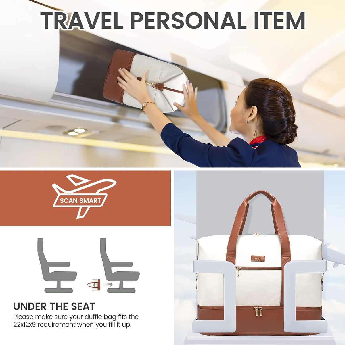LOVEVOOK travel duffel luggage strap detail