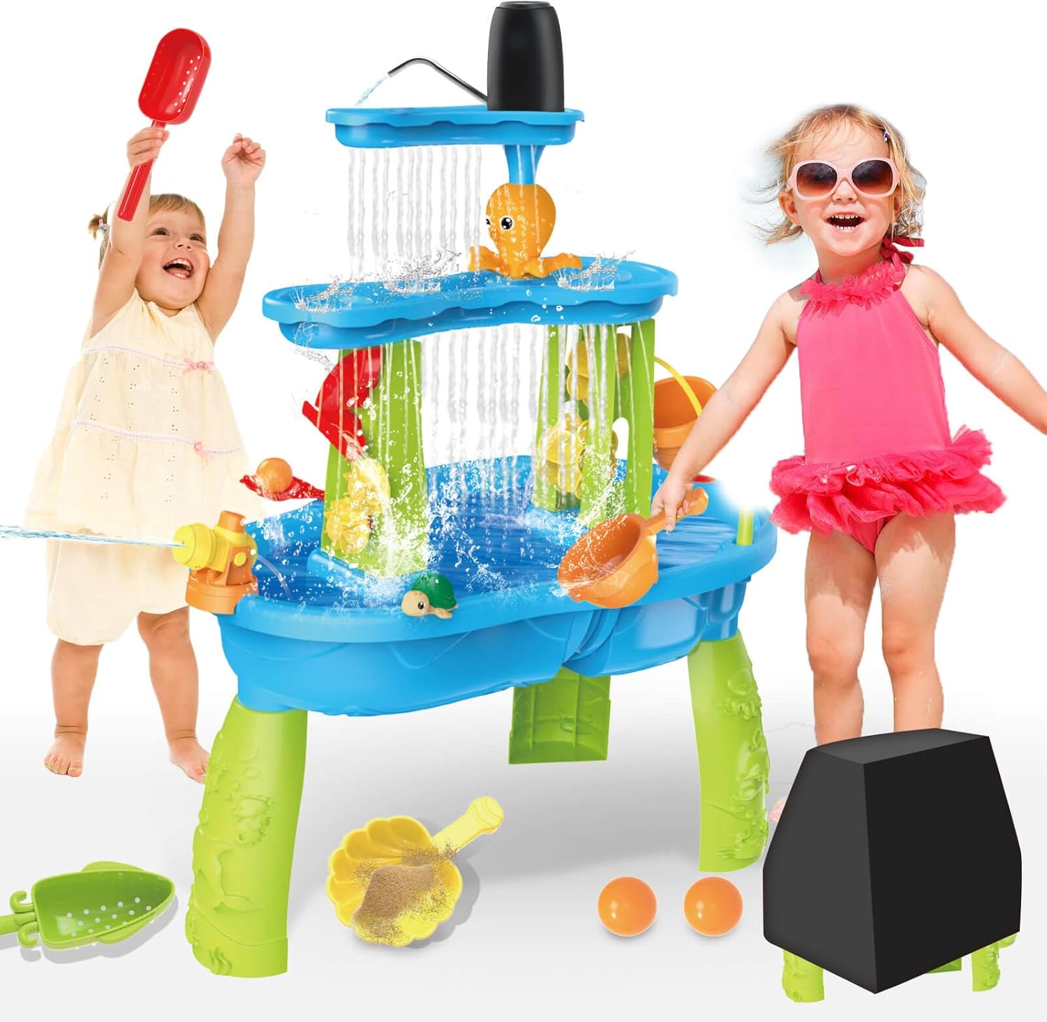 Deao Toys Dolanus three tier kids water table front view outdoor backyard sensory play