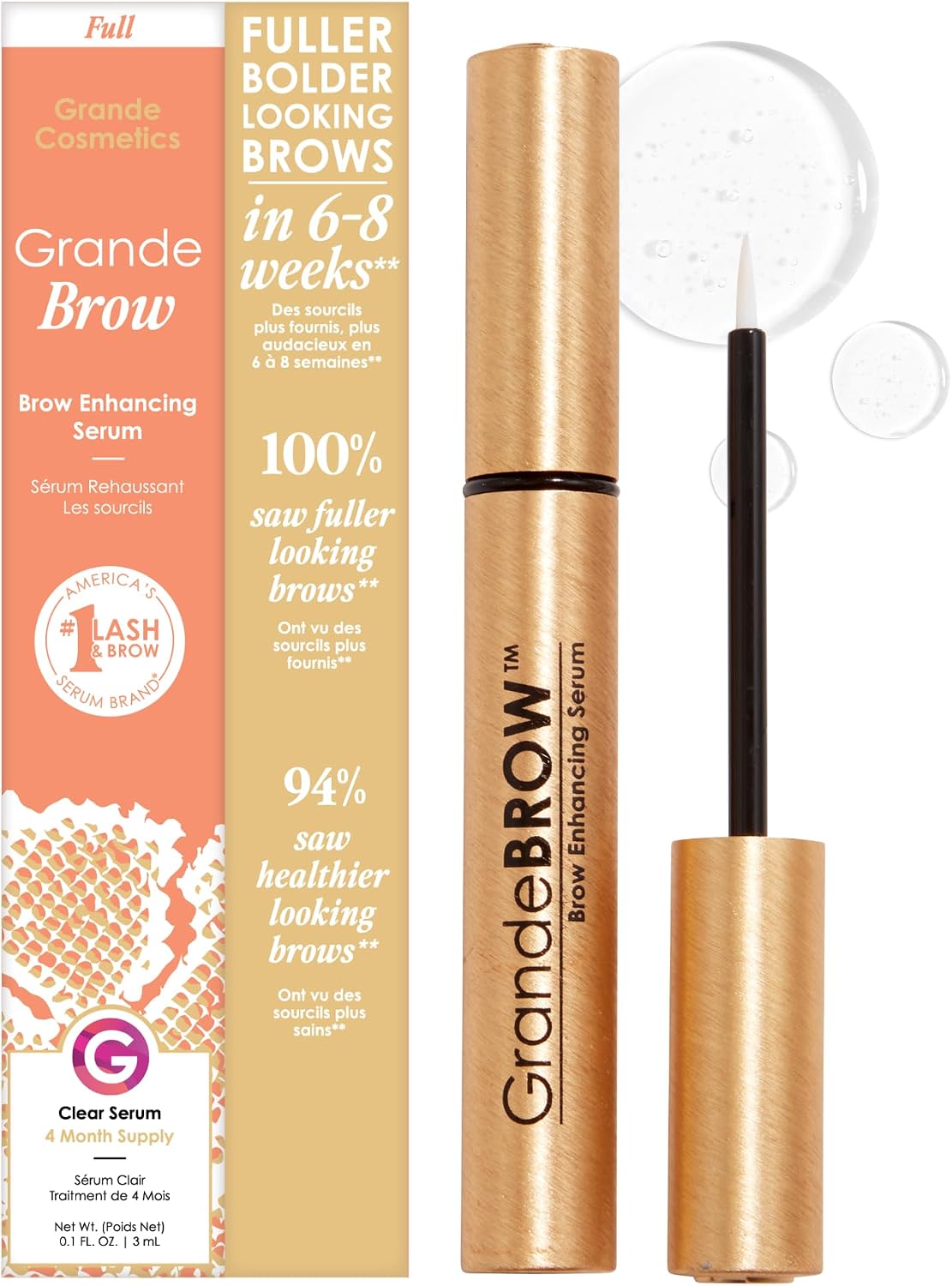 Grande Cosmetics GrandeBROW brow enhancing serum front view packaging