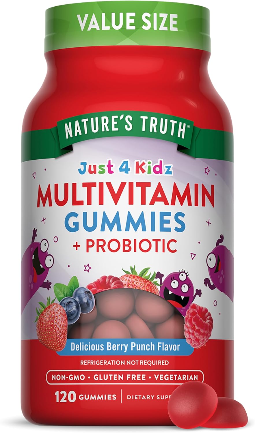 Nature's Truth Kids Multivitamin Gummies with Probiotics | 120 Count | Berry Punch Flavor | Vegetarian, Non-GMO & Gluten Free Supplement - Image 1