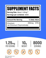 BulkSupplements Chromium Polynicotinate 10 grams pouch showing nutritional facts