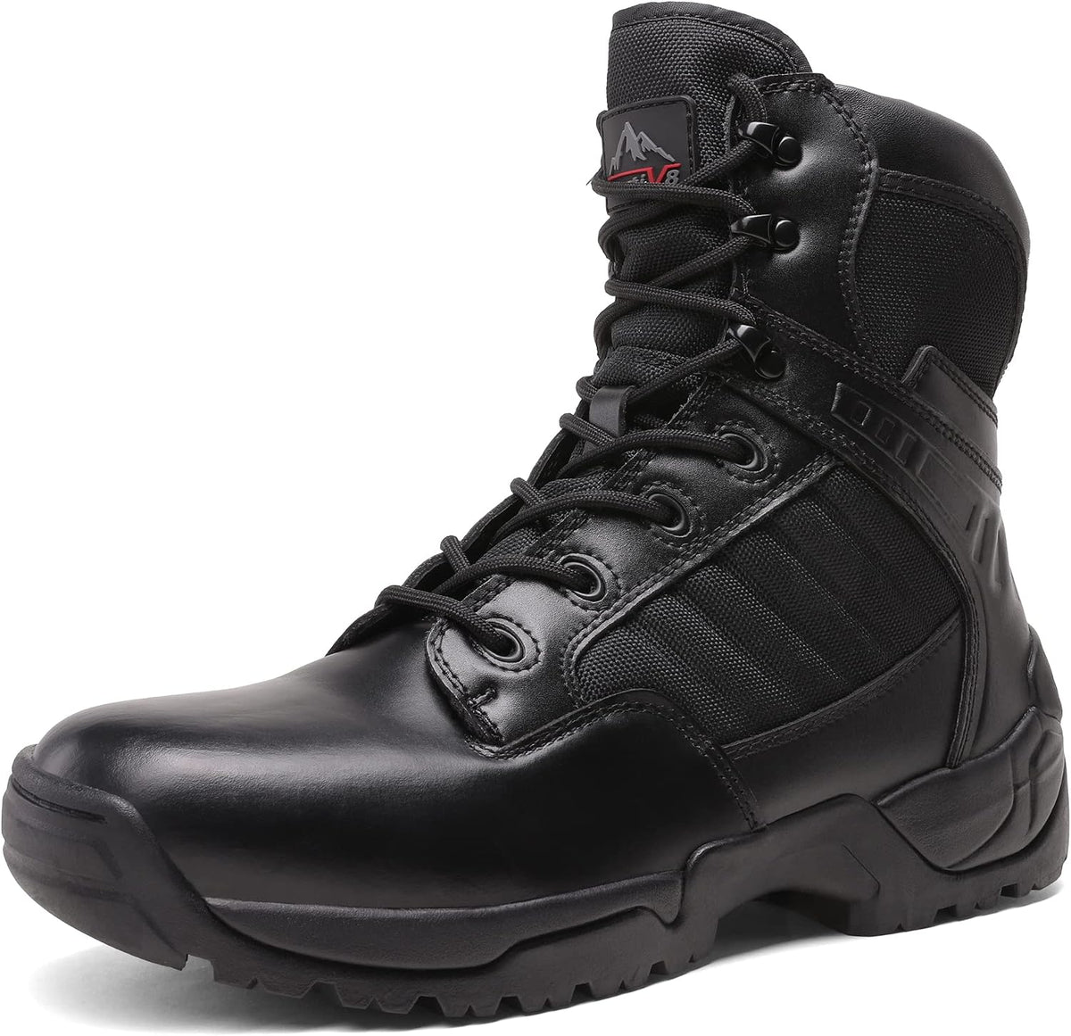 Nortiv 8 men's tactical work boots front view with black leather
