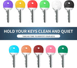 Colorful key cap tags organized by hue for easy identification