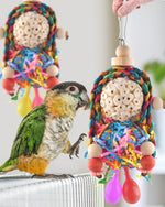 Edible dyed paper shredder and natural wood blocks bird entertainment toy