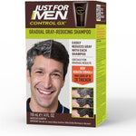 Just For Men Control GX Grey Reducing Shampoo front packaging view for gradual male grooming hair color.