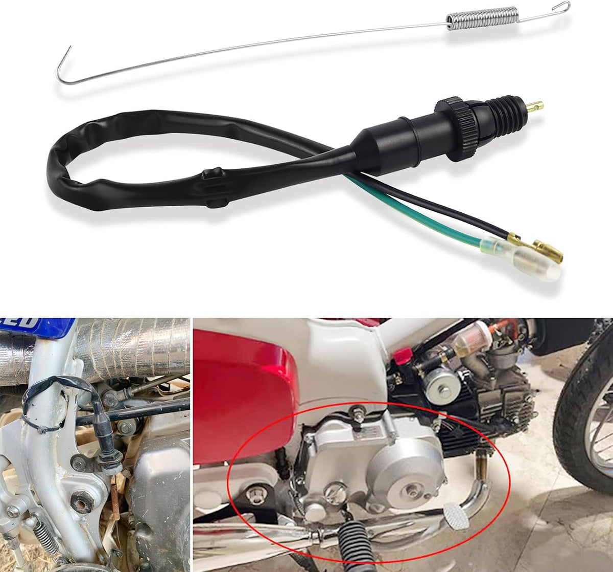Universal motorcycle brake light switch plastic housing close up