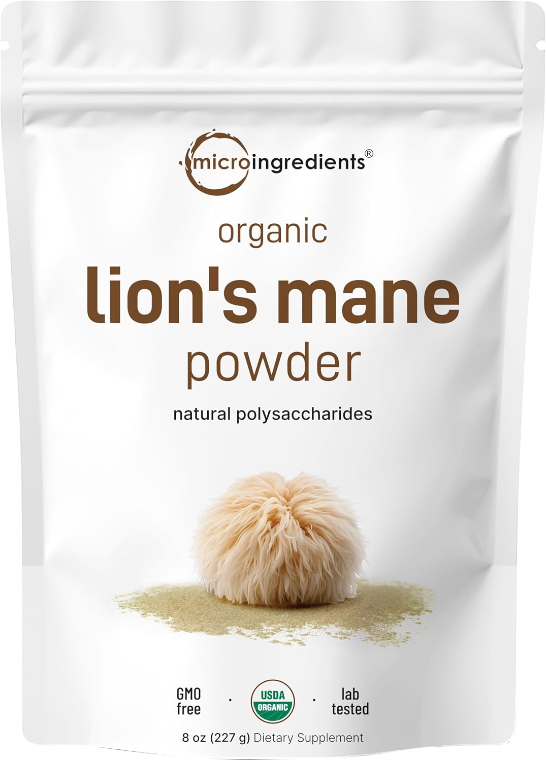 Micro Ingredients organic lions mane mushroom powder front view pouch