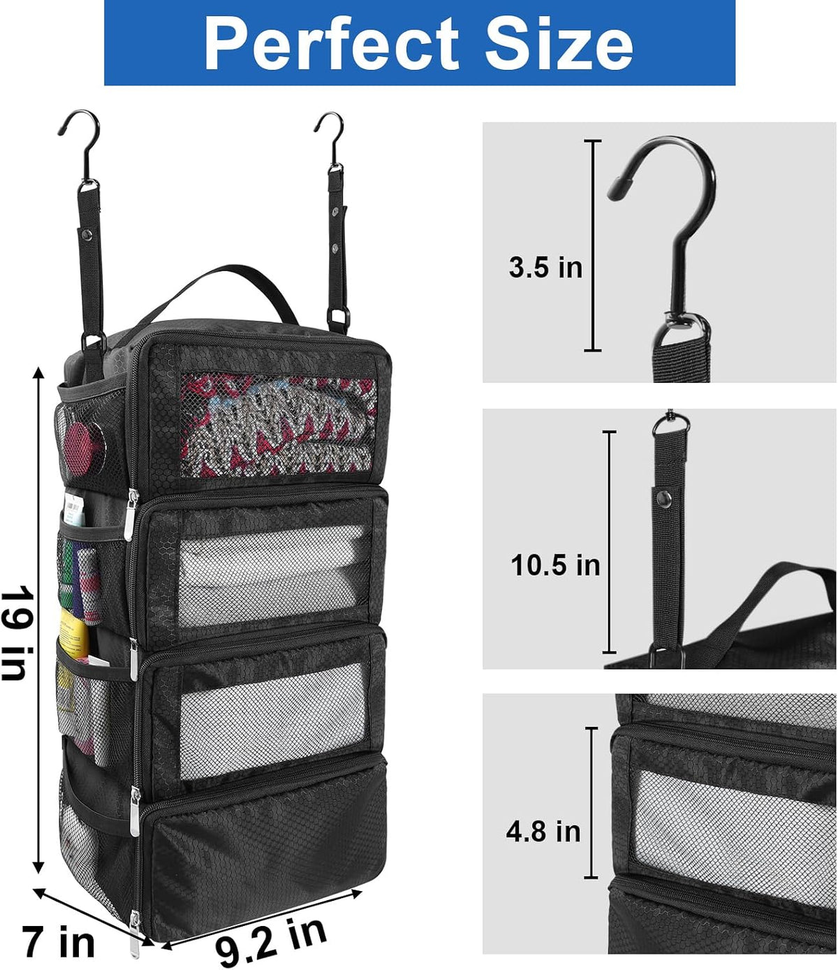 Olosar travel shelves packed inside a carry-on suitcase