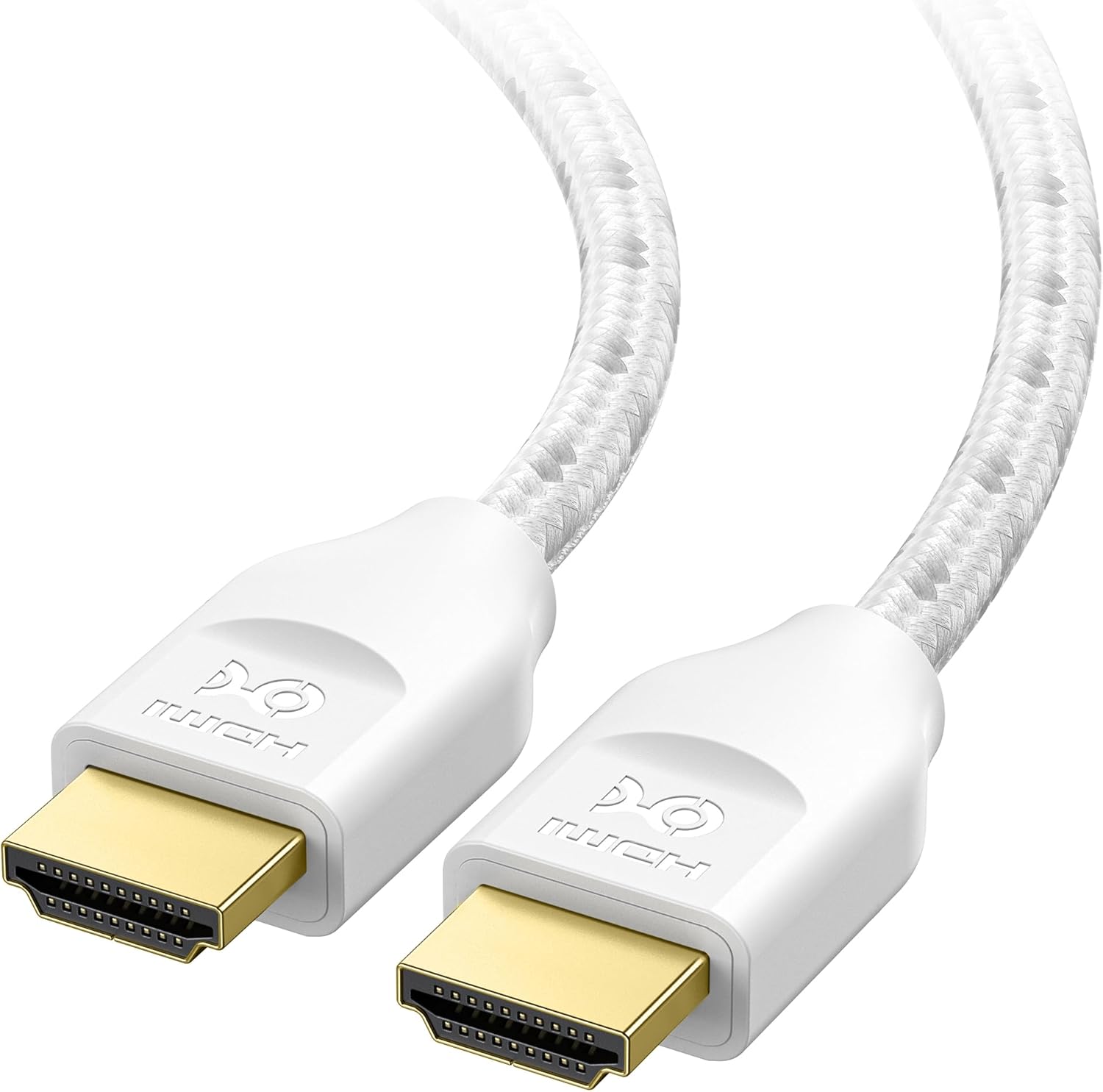 Cable Matters Ultra High Speed HDMI Certified braided cable front view for gaming setup