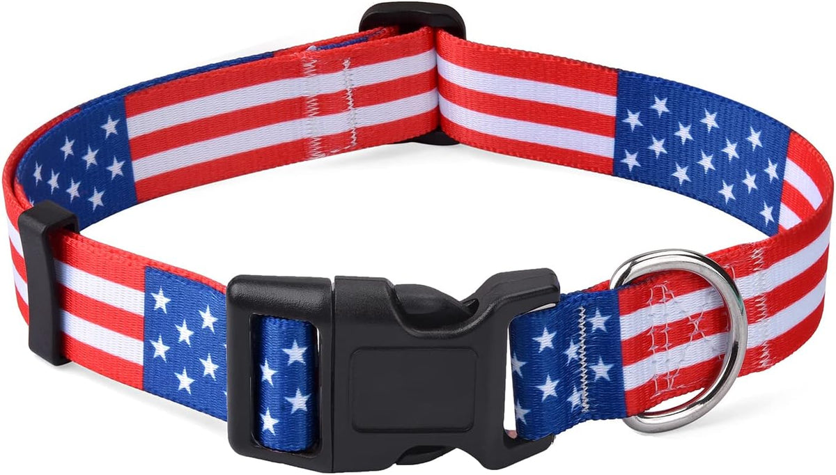 Mihqy American Flag Dog Collar front view buy imported pet accessories