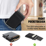Zovyron metal card case displaying RFID blocking aluminum construction.