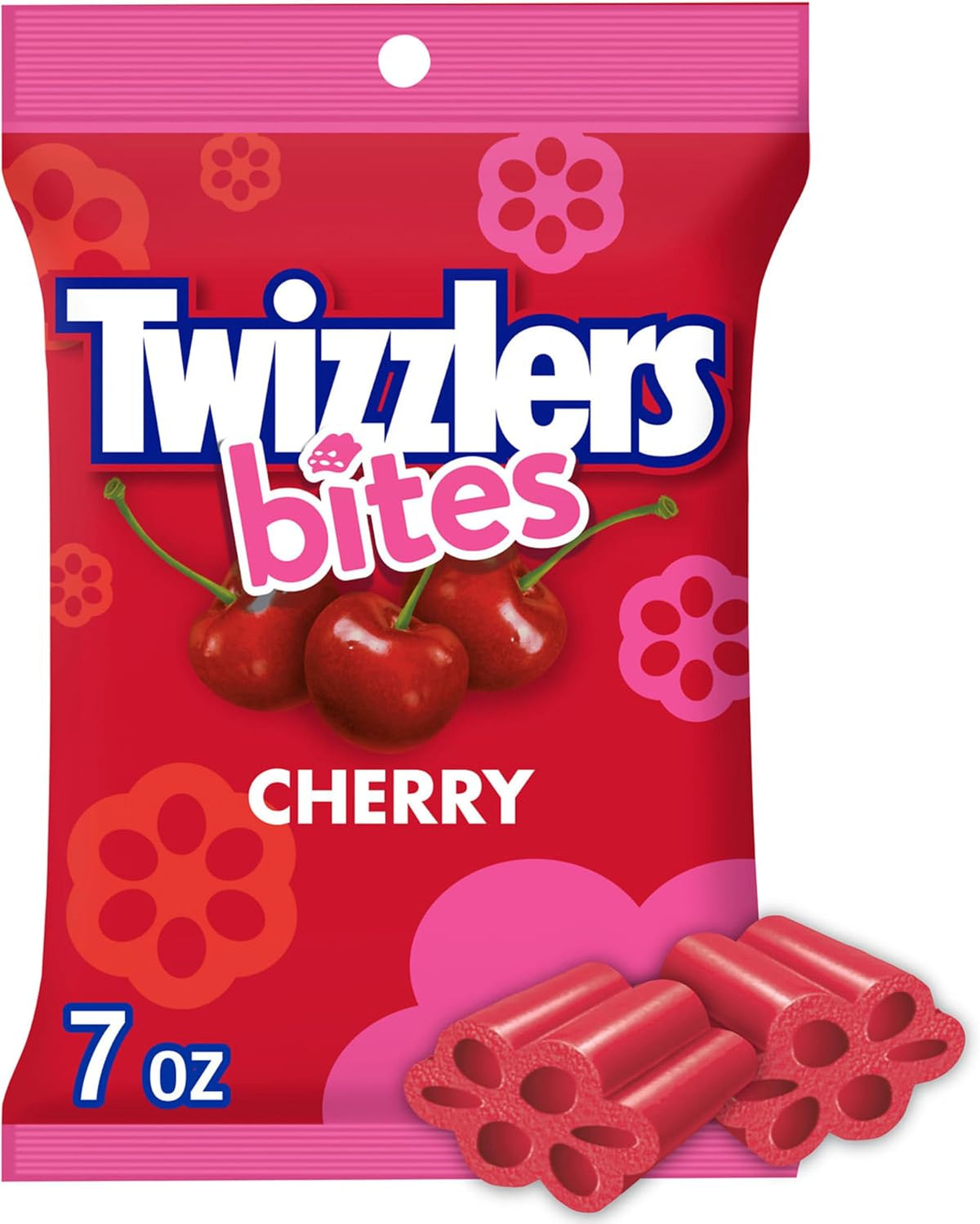 Sealed sixteen ounce bag of TWIZZLERS Bites cherry candy imported to India