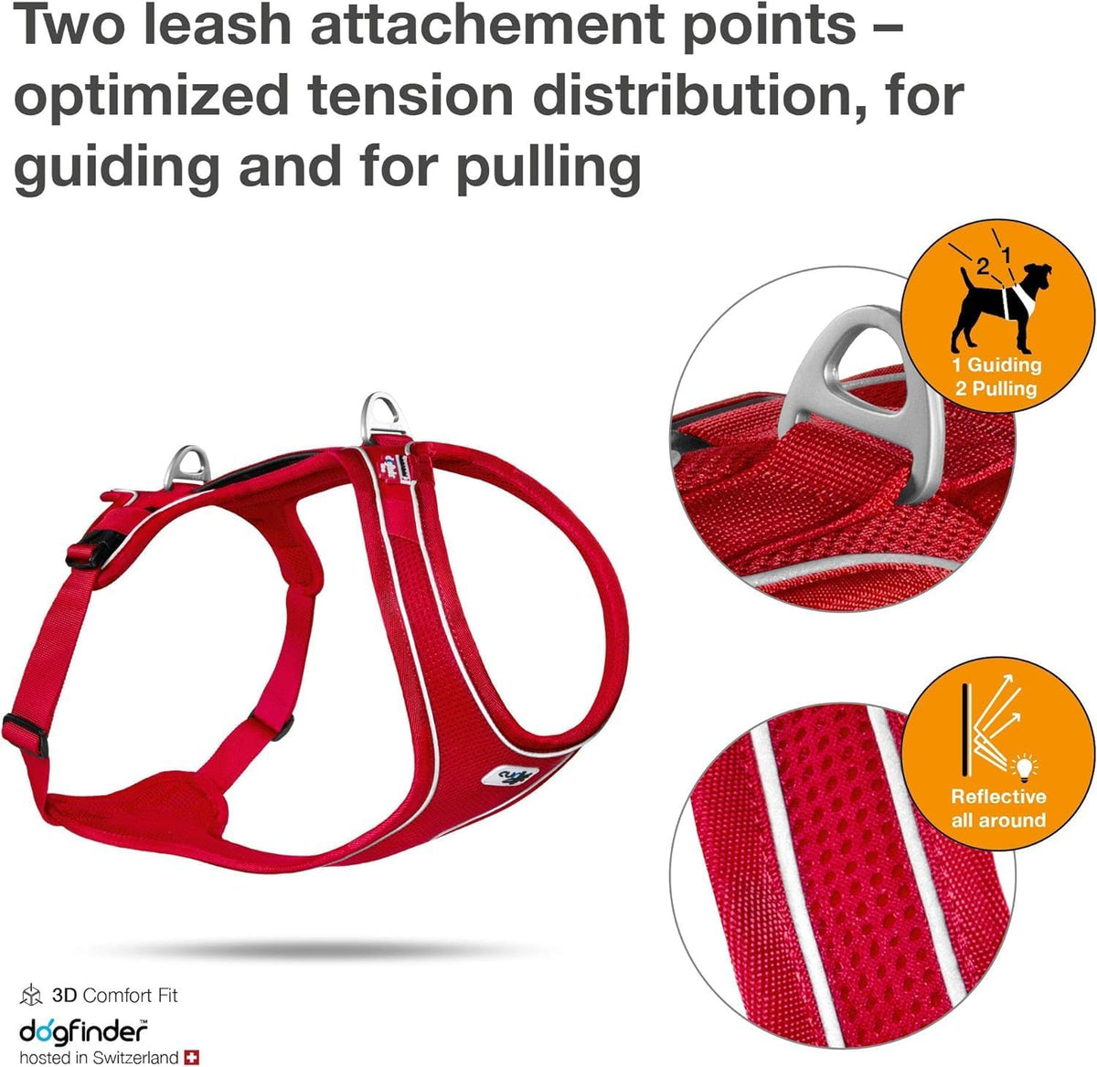 Curli Belka Comfort dog harness back view with dual leash attachment points