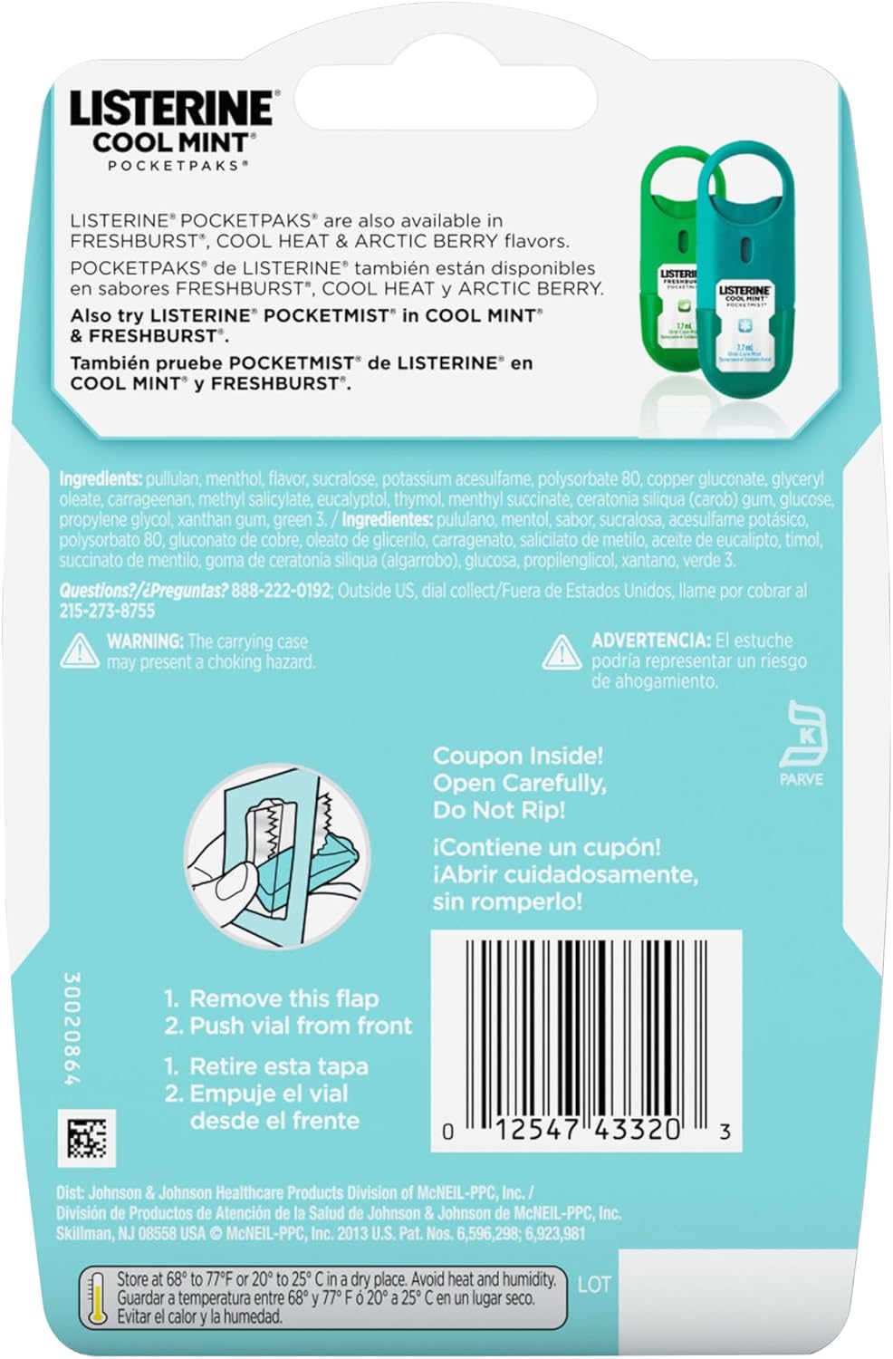 Listerine cool mint oral care strips multipack layout